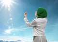 Back view of muslim woman praying Royalty Free Stock Photo