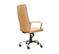 back view of office chair from black leather. Isolated Royalty Free Stock Photo