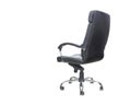 Back view office chair from black leather. Isolated Royalty Free Stock Photo