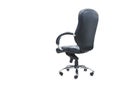 Back view of office chair from black leather. Isolated Royalty Free Stock Photo