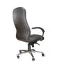 Back view of office chair from black leather. Isolated Royalty Free Stock Photo