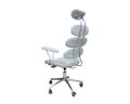 Back view of office chair from gray cloth isolated over white Royalty Free Stock Photo