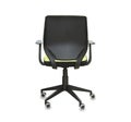 Back view of office chair from green cloth. Isolated Royalty Free Stock Photo