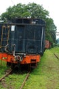 OLD STEAM LOCOMOTIVE FROM THE BACK Royalty Free Stock Photo