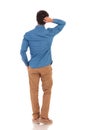 Back view of a pensive man scratching his head Royalty Free Stock Photo