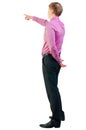 Back view of pointing young business men in pink shirt. Royalty Free Stock Photo
