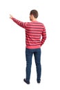 Back view of pointing young men in shirt and jeans Royalty Free Stock Photo