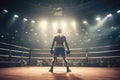 Back view of professional boxer. Ring match with spot lighting. Generative AI