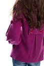 Back view of purple coat.