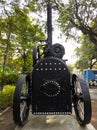 Back view of Ransome-s old steam engine in district Science Centre Kalaburagi Royalty Free Stock Photo