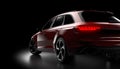 Back view of a red generic and unbranded car. 3D illustration Royalty Free Stock Photo