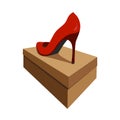 Back view of a red shoe on the box. colour vector illustration Royalty Free Stock Photo
