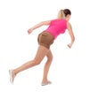 Back view of running woman. Royalty Free Stock Photo