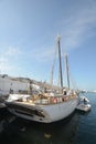 Back view Sailboat under sail