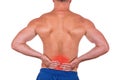 Shirtless man with lower back pain Royalty Free Stock Photo