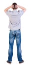 Back view of shocked man in shir Royalty Free Stock Photo