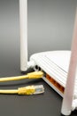 The back view shows the ports of the internet router. Royalty Free Stock Photo