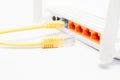 The back view shows the ports of the internet router. Royalty Free Stock Photo