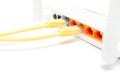 The back view shows the ports of the internet router. Royalty Free Stock Photo