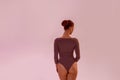 Back view of slim sexual female ballerina