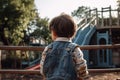 back view of small child at empty playground