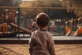 back view of small child at empty playground