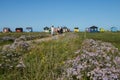 Walk to the colorful beach huts at the Vestre Strandvej in ÃrÃ¸skÃ¸bing. Royalty Free Stock Photo