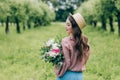 back view of smiling woman