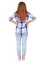 Back view of standing beautiful red head woman. Royalty Free Stock Photo