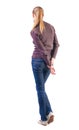 Back view of standing young beautiful blonde woman Royalty Free Stock Photo