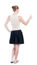 Back view of successful woman thumbs up Royalty Free Stock Photo
