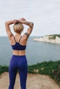 back view of tattooed sportswoman Royalty Free Stock Photo