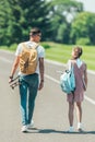 back view of teenage girl and boy Royalty Free Stock Photo