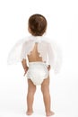 Back View Of Toddler Wearing Nappy And Angel Wings Royalty Free Stock Photo