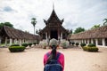 Back view of traveler at temple in Chiangmai,Thailand