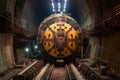 back view of tunnel boring machine in tunnel