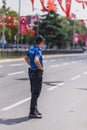 Turkish police officer guards for Military parade