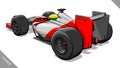 Back view vector fast cartoon formula race car illustration art