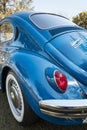 Back view of vehicle Volkswagen Beetle Fusca model 1300 on display at the monthly meeting of vintage cars Royalty Free Stock Photo