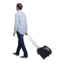 Back view of walking business man with suitcase Royalty Free Stock Photo