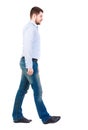 Back view of walking businessman. Royalty Free Stock Photo
