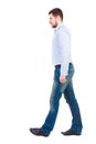 Back view of walking businessman. Royalty Free Stock Photo