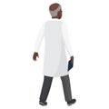 Back view of walking doctor man
