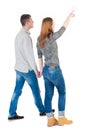Back view of walking young couple Royalty Free Stock Photo