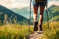 Woman Hiking in Mountains, Generative AI