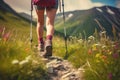 Woman Hiking in Mountains, Generative AI