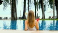 Back view of woman relax in high-end beach resort Royalty Free Stock Photo