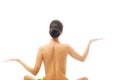 Back view woman sitting excercising yoga Royalty Free Stock Photo