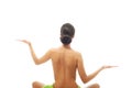 Back view woman sitting excercising yoga Royalty Free Stock Photo