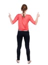 Back view of woman thumbs up. Royalty Free Stock Photo